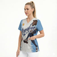 Personalized Argentina Football La Seleccion Scrub Top Argentinian Horse Soccer Mascot Patriotic Grunge