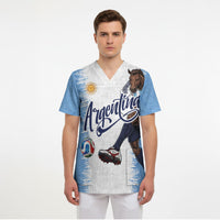 Personalized Argentina Football La Seleccion Scrub Top Argentinian Horse Soccer Mascot Patriotic Grunge