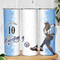 Personalized Argentina Football La Seleccion Skinny Tumbler Argentinian Horse Soccer Mascot Patriotic Grunge