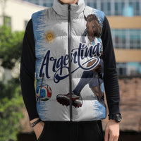 Personalized Argentina Football La Seleccion Sleeveless Puffer Jacket Argentinian Horse Soccer Mascot Patriotic Grunge