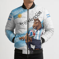 Personalized Argentina Football Bomber Puffer Jacket La Seleccion Horse - Sun Of May