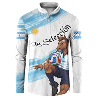 Personalized Argentina Football Button Sweatshirt La Seleccion Horse - Sun Of May