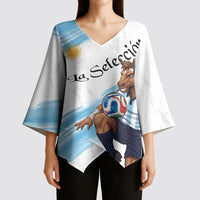 Personalized Argentina Football Kimono Sleeve Blouse La Seleccion Horse - Sun Of May
