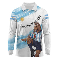 Personalized Argentina Football Long Sleeve Polo Shirt La Seleccion Horse - Sun Of May