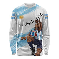 Personalized Argentina Football Long Sleeve Shirt La Seleccion Horse - Sun Of May
