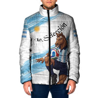 Personalized Argentina Football Padded Jacket La Seleccion Horse - Sun Of May