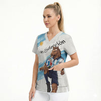Personalized Argentina Football Scrub Top La Seleccion Horse - Sun Of May