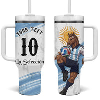 Personalized Argentina Football Tumbler With Handle La Seleccion Horse - Sun Of May