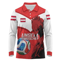 Personalized Austria Football Long Sleeve Polo Shirt Unsere Burschen Eagle Mascot