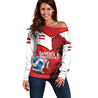 Personalized Austria Football Off Shoulder Sweater Unsere Burschen Eagle Mascot
