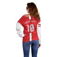 Personalized Austria Football Off Shoulder Sweater Unsere Burschen Eagle Mascot