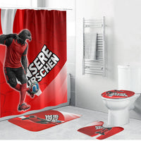 Austria Football Unsere Burschen Bathroom Set Eagle Mascot Patriotic Wave Grunge