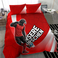Austria Football Unsere Burschen Bedding Set Eagle Mascot Patriotic Wave Grunge
