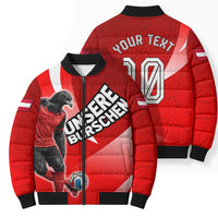Personalized Austria Football Unsere Burschen Bomber Puffer Jacket Eagle Mascot Patriotic Wave Grunge