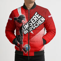 Personalized Austria Football Unsere Burschen Bomber Puffer Jacket Eagle Mascot Patriotic Wave Grunge
