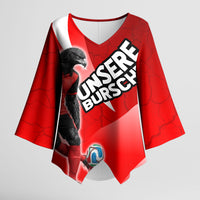 Personalized Austria Football Unsere Burschen Kimono Sleeve Blouse Eagle Mascot Patriotic Wave Grunge
