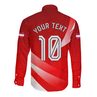 Personalized Austria Football Unsere Burschen Long Sleeve Button Shirt Eagle Mascot Patriotic Wave Grunge