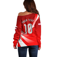 Personalized Austria Football Unsere Burschen Off Shoulder Sweater Eagle Mascot Patriotic Wave Grunge