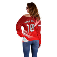 Personalized Austria Football Unsere Burschen Off Shoulder Sweater Eagle Mascot Patriotic Wave Grunge