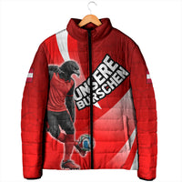 Personalized Austria Football Unsere Burschen Padded Jacket Eagle Mascot Patriotic Wave Grunge