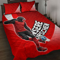 Austria Football Unsere Burschen Quilt Bed Set Eagle Mascot Patriotic Wave Grunge