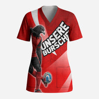 Personalized Austria Football Unsere Burschen Scrub Top Eagle Mascot Patriotic Wave Grunge
