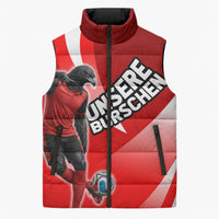 Personalized Austria Football Unsere Burschen Sleeveless Puffer Jacket Eagle Mascot Patriotic Wave Grunge