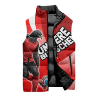 Personalized Austria Football Unsere Burschen Sleeveless Puffer Jacket Eagle Mascot Patriotic Wave Grunge