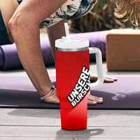 Austria Football Unsere Burschen Tumbler With Handle Eagle Mascot Patriotic Wave Grunge