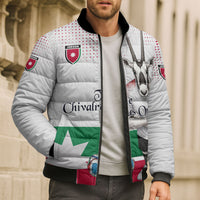 Personalized Jordan Football Bomber Puffer Jacket The Chivalrous Ones Oryx Mascot Patriotic Halftone Dot