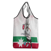 Jordan Football Grocery Bag The Chivalrous Ones Oryx Mascot Patriotic Halftone Dot