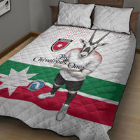 Jordan Football Quilt Bed Set The Chivalrous Ones Oryx Mascot Patriotic Halftone Dot