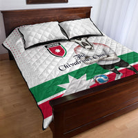 Jordan Football Quilt Bed Set The Chivalrous Ones Oryx Mascot Patriotic Halftone Dot