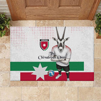 Jordan Football Rubber Doormat The Chivalrous Ones Oryx Mascot Patriotic Halftone Dot