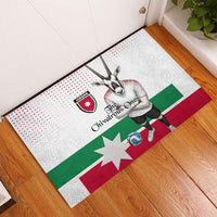 Jordan Football Rubber Doormat The Chivalrous Ones Oryx Mascot Patriotic Halftone Dot
