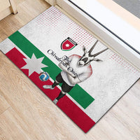 Jordan Football Rubber Doormat The Chivalrous Ones Oryx Mascot Patriotic Halftone Dot
