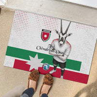Jordan Football Rubber Doormat The Chivalrous Ones Oryx Mascot Patriotic Halftone Dot