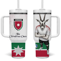 Jordan Football Tumbler With Handle The Chivalrous Ones Oryx Mascot Patriotic Halftone Dot