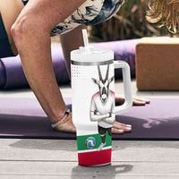 Jordan Football Tumbler With Handle The Chivalrous Ones Oryx Mascot Patriotic Halftone Dot