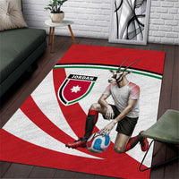 Jordan Football Oryx Mascot Area Rug Patriotic Diagonal Stripe Athletic Graphic