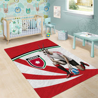 Jordan Football Oryx Mascot Area Rug Patriotic Diagonal Stripe Athletic Graphic