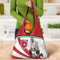 Jordan Football Oryx Mascot Grocery Bag Patriotic Diagonal Stripe Athletic Graphic