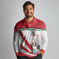 Personalized Jordan Football Oryx Mascot Long Sleeve Polo Shirt Patriotic Diagonal Stripe Athletic Graphic
