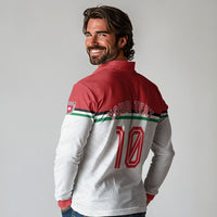 Personalized Jordan Football Oryx Mascot Long Sleeve Polo Shirt Patriotic Diagonal Stripe Athletic Graphic
