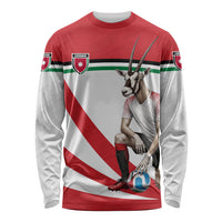 Personalized Jordan Football Oryx Mascot Long Sleeve Shirt Patriotic Diagonal Stripe Athletic Graphic