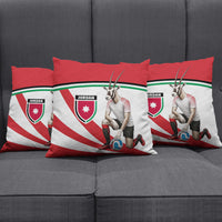 Jordan Football Oryx Mascot Pillow Cover Patriotic Diagonal Stripe Athletic Graphic