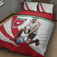 Jordan Football Oryx Mascot Quilt Bed Set Patriotic Diagonal Stripe Athletic Graphic