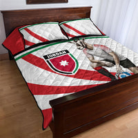 Jordan Football Oryx Mascot Quilt Bed Set Patriotic Diagonal Stripe Athletic Graphic