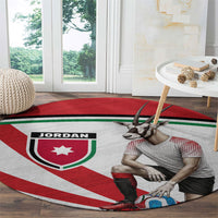 Jordan Football Oryx Mascot Round Carpet Patriotic Diagonal Stripe Athletic Graphic