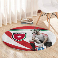 Jordan Football Oryx Mascot Round Carpet Patriotic Diagonal Stripe Athletic Graphic